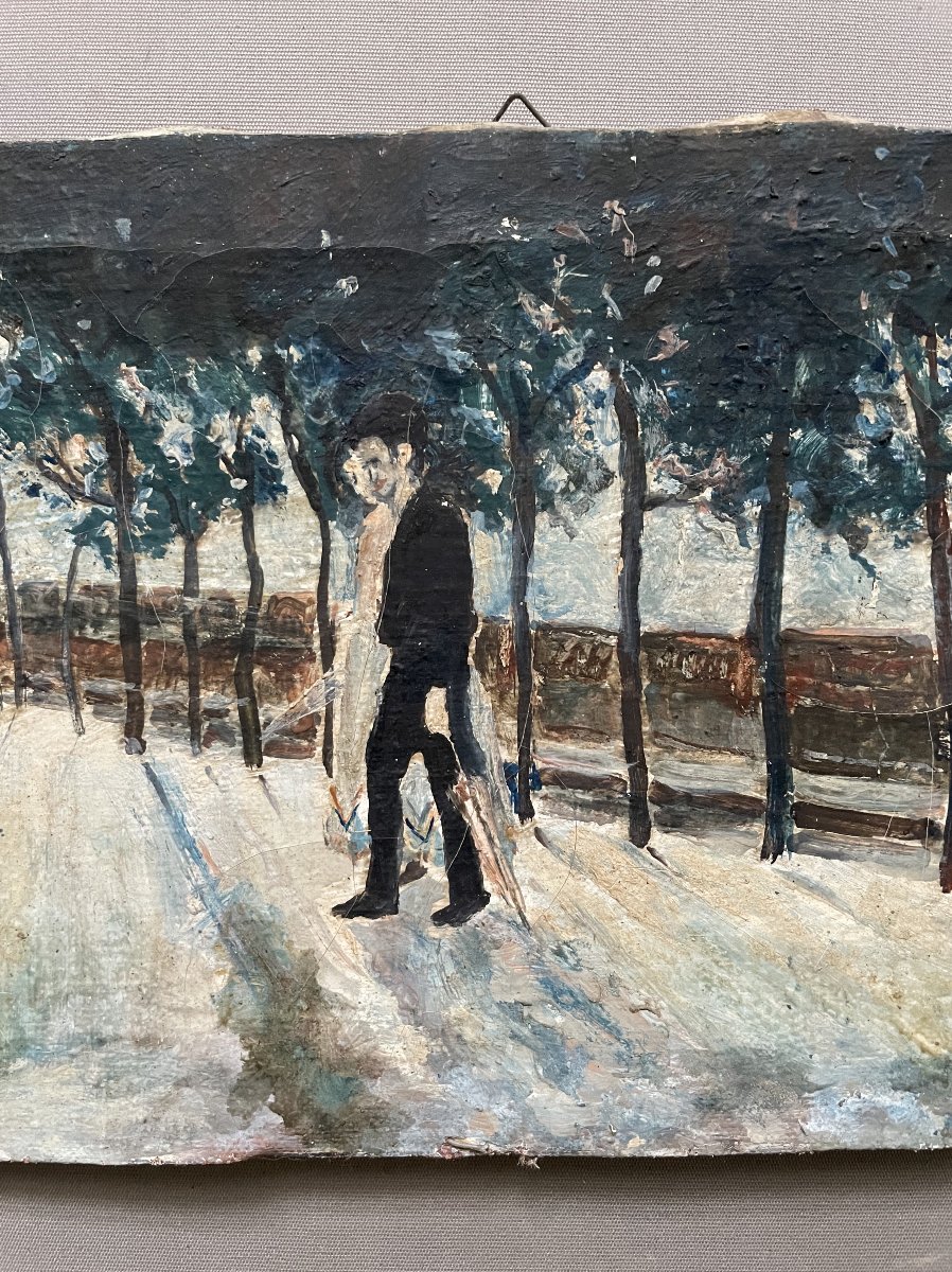 Walk On The Quay, Oil On Canvas, Early 20th Century-photo-3