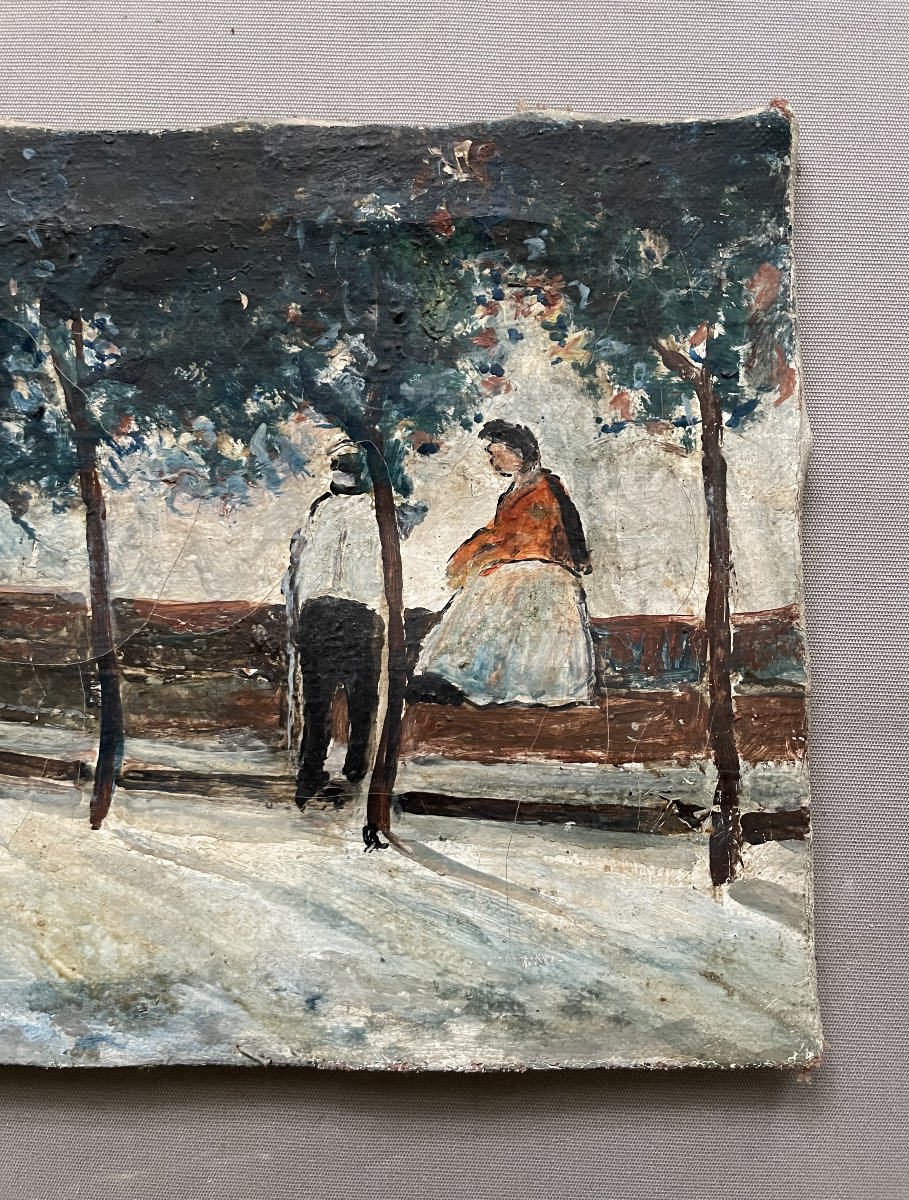 Walk On The Quay, Oil On Canvas, Early 20th Century-photo-4