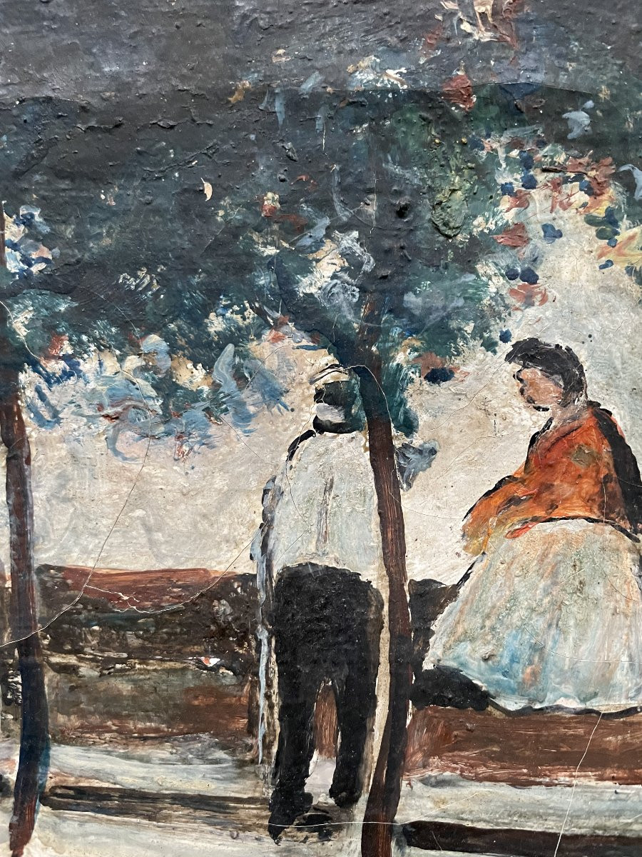 Walk On The Quay, Oil On Canvas, Early 20th Century-photo-1