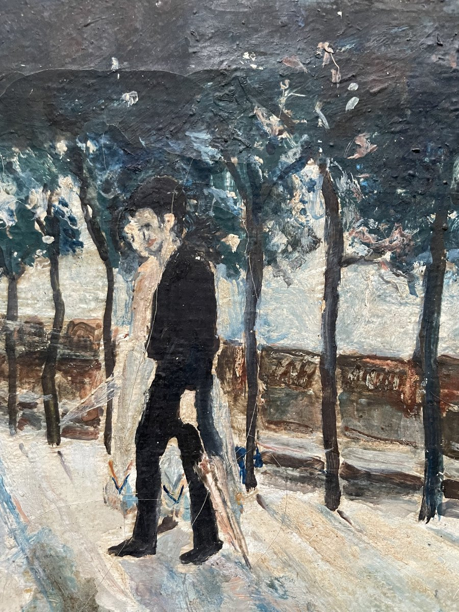 Walk On The Quay, Oil On Canvas, Early 20th Century-photo-2