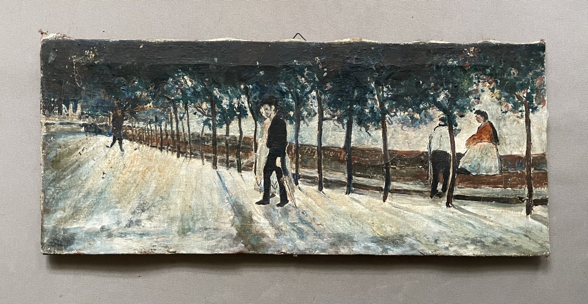Walk On The Quay, Oil On Canvas, Early 20th Century