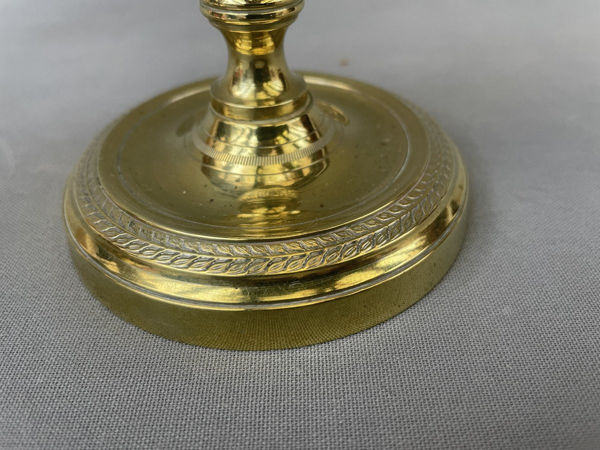 Paire de bougeoir en bronze doré, XIXe-photo-1