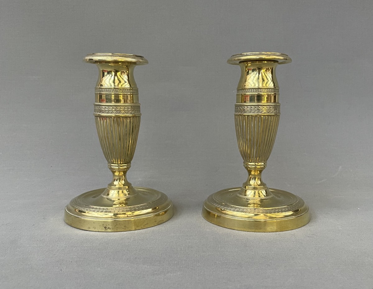 Paire de bougeoir en bronze doré, XIXe