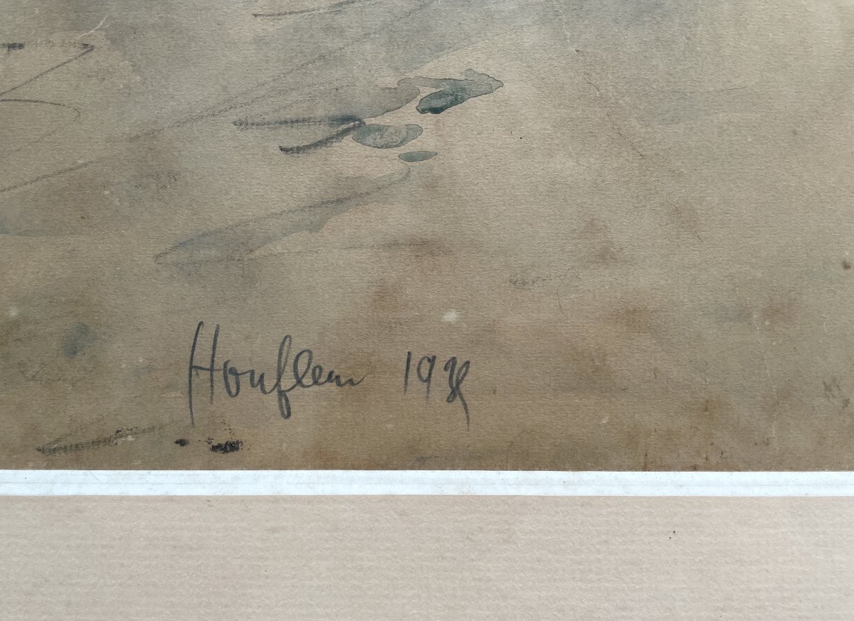 Honfleur, Watercolor By Fernand Herbo, Painter Of The Navy-photo-4