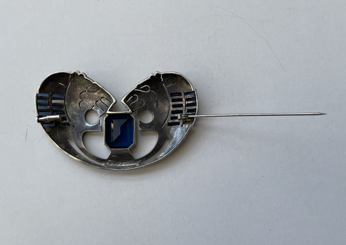 Large Art Deco Silver Brooch-photo-1
