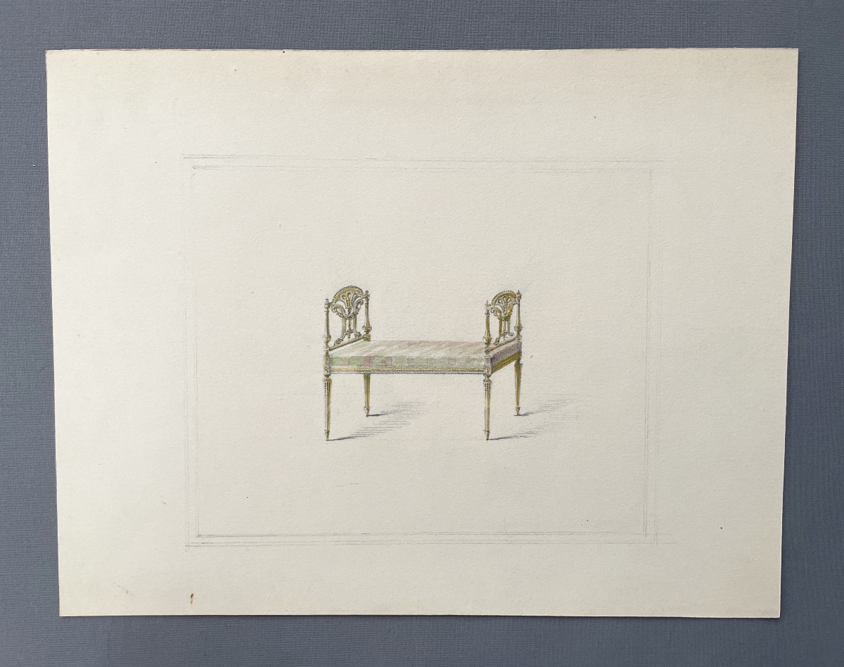 Bench Projects, 4 Watercolor Drawings-photo-1