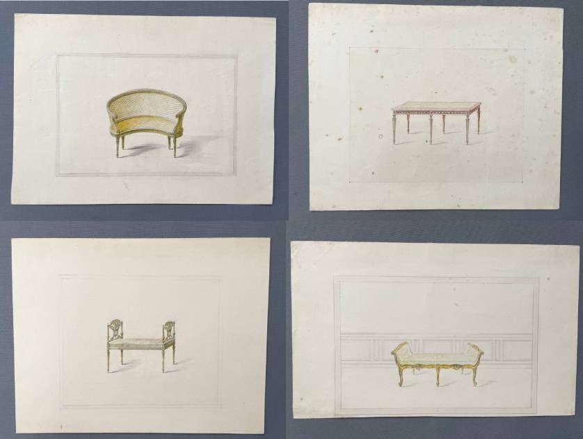 Bench Projects, 4 Watercolor Drawings