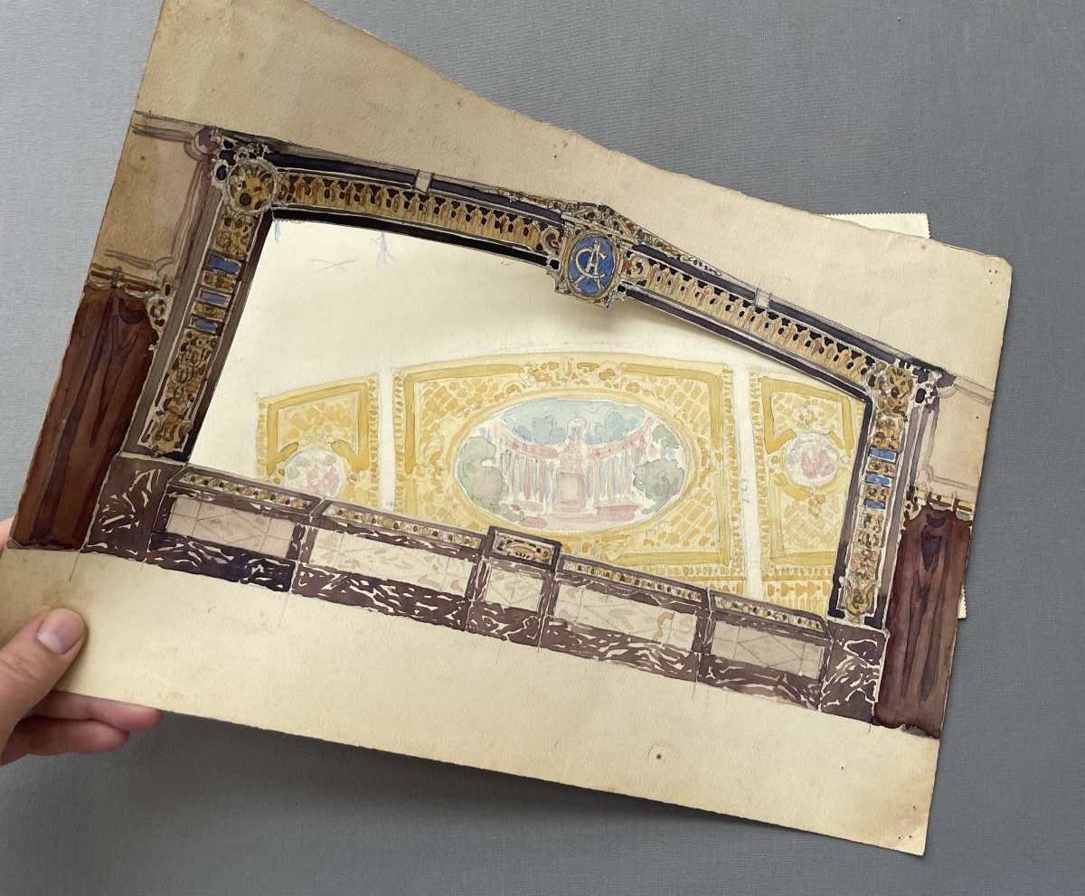 Projet de décor de théâtre, aquarelle