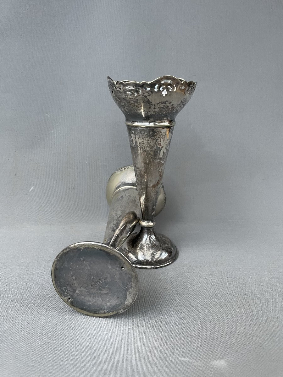 Pair Of Silver-plated Metal Soliflores-photo-4