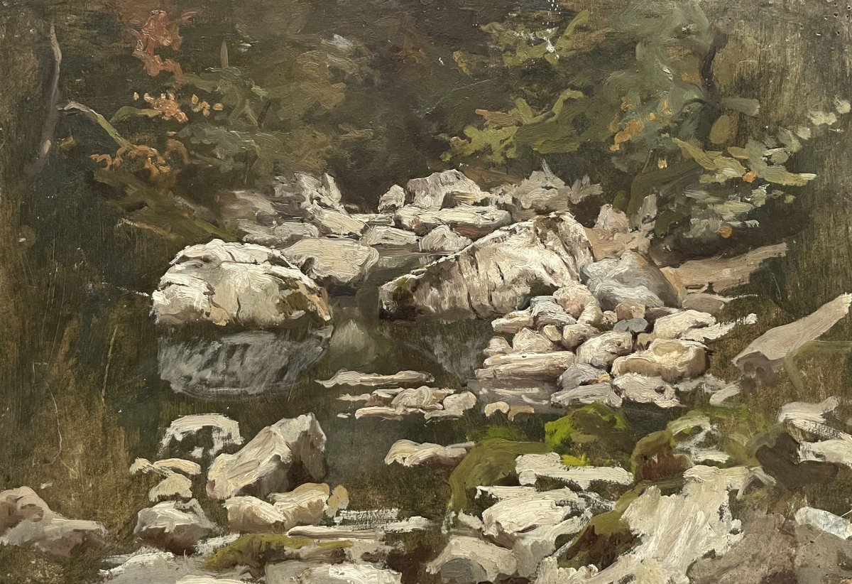 Torrent, huile sur papier, XIXe-photo-2