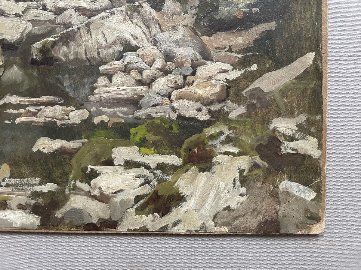 Torrent, huile sur papier, XIXe-photo-1
