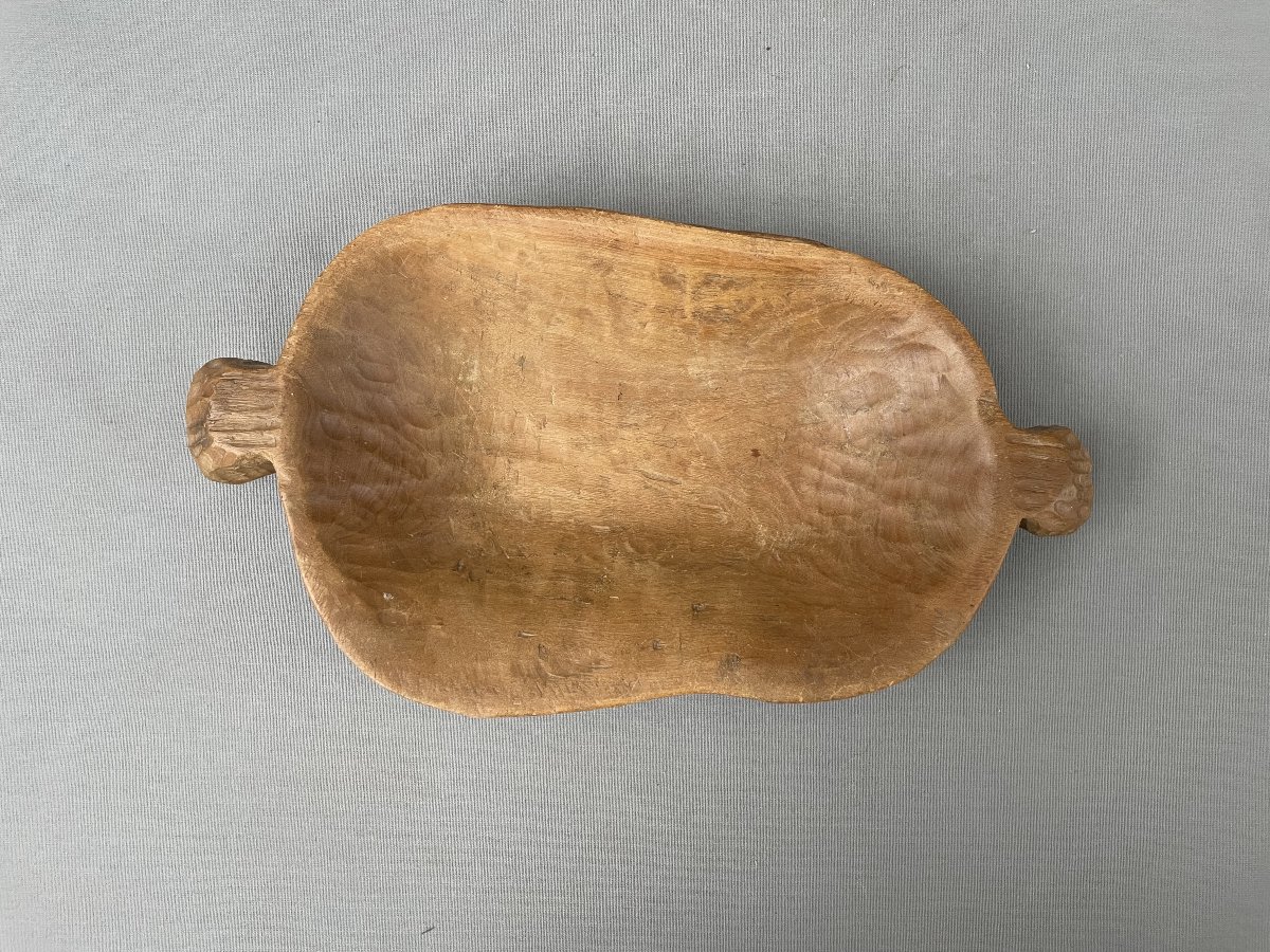 Vide poche brutaliste en bois sculpté-photo-2
