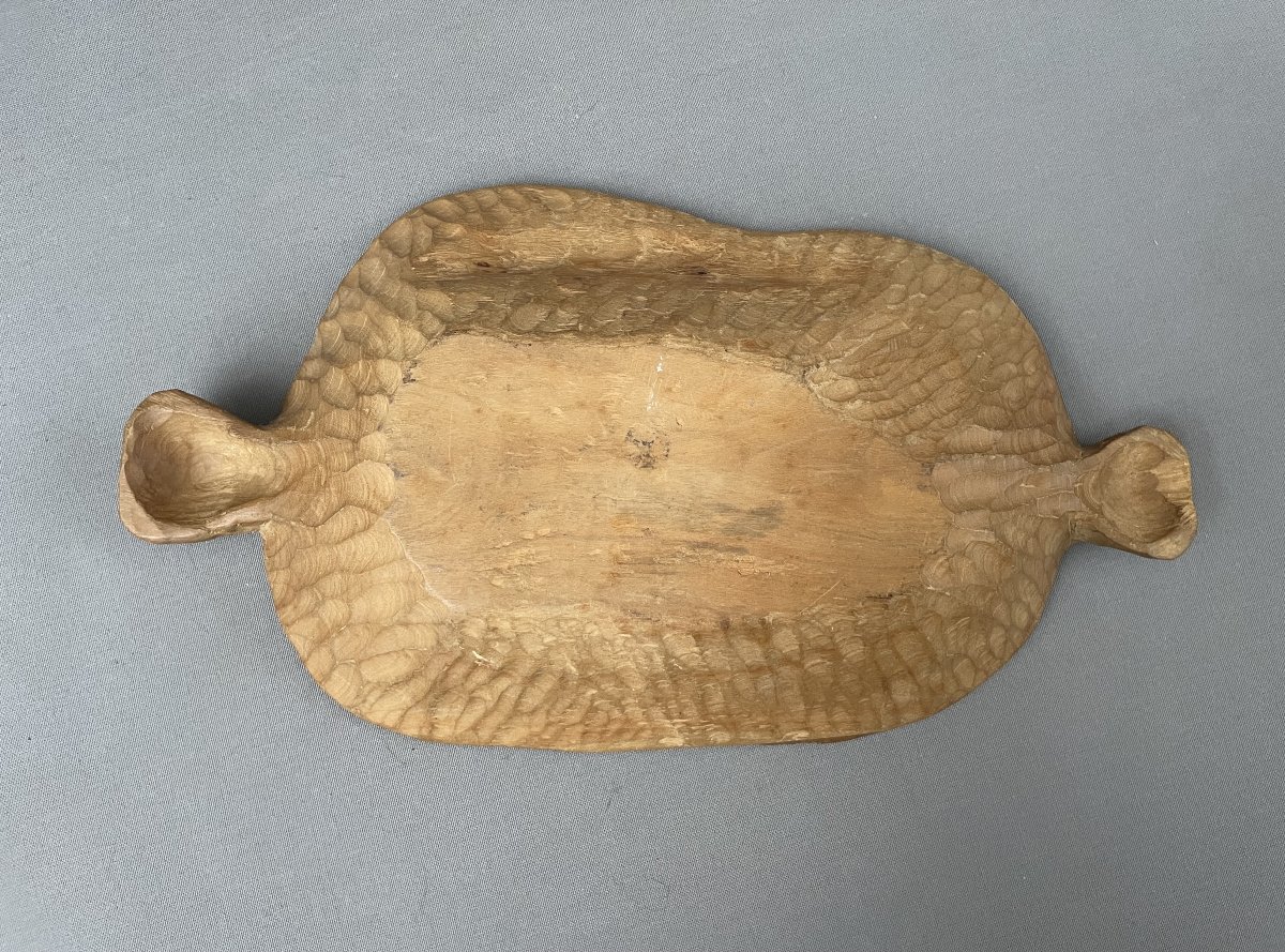 Vide poche brutaliste en bois sculpté-photo-4