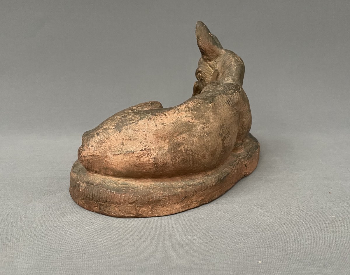 Gabriel Beauvais, Biche et son faon, Terre cuite-photo-2