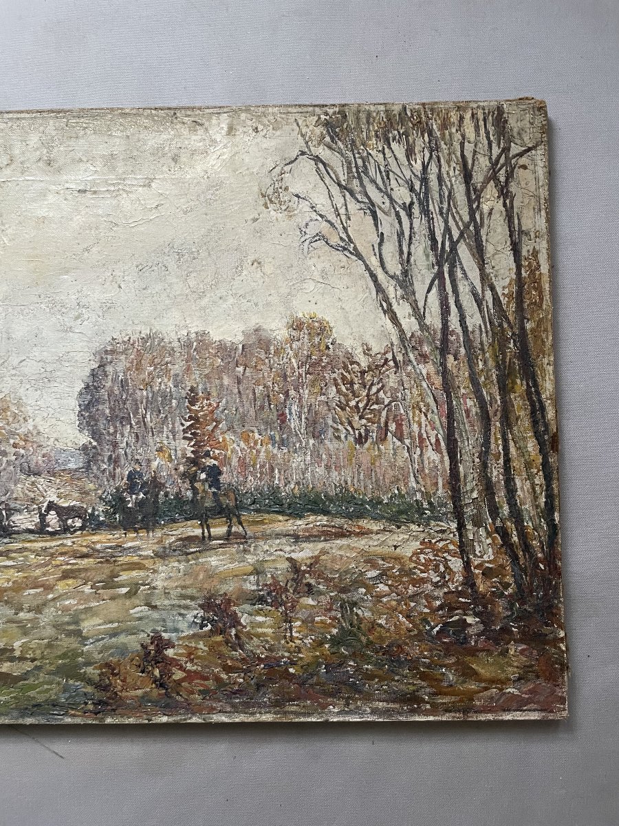 Fernand Laval, Chasse à courre, Huile sur toile-photo-1