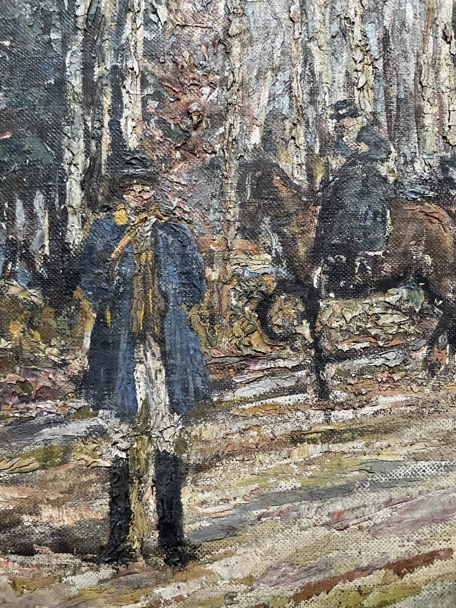 Fernand Laval, Chasse à courre, Huile sur toile-photo-4