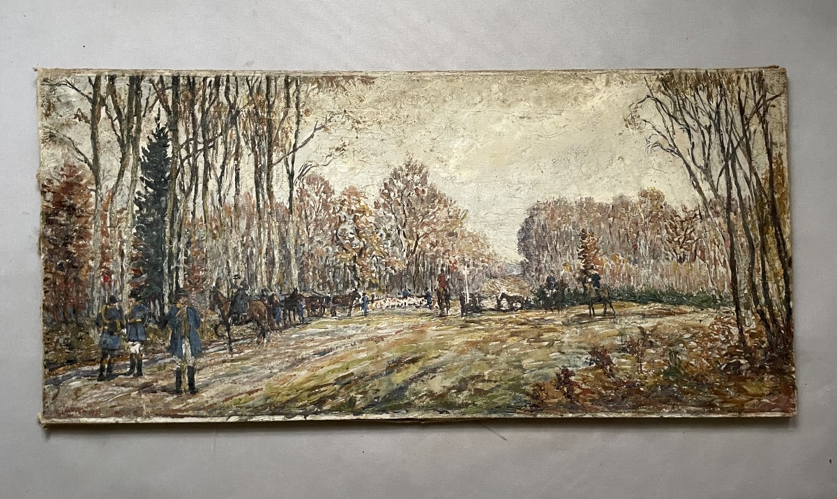 Fernand Laval, Chasse à courre, Huile sur toile