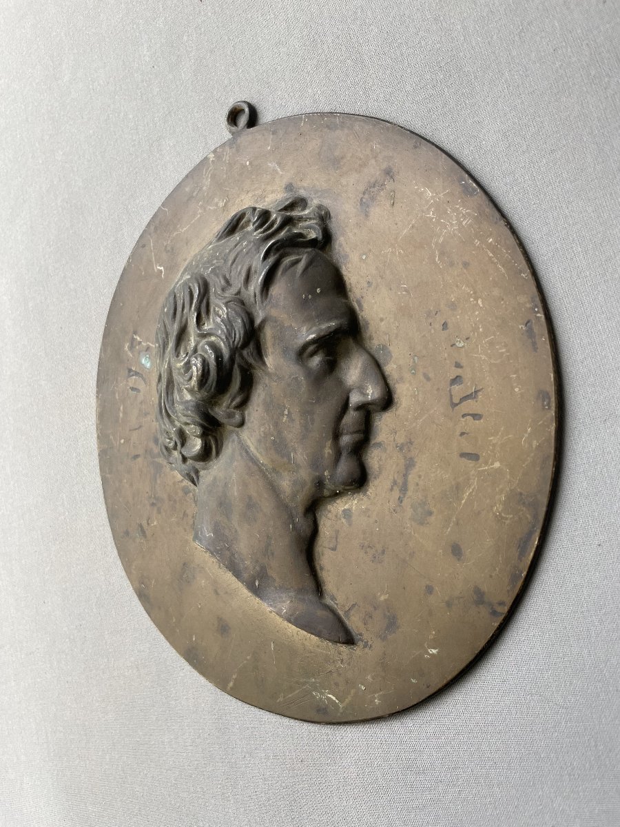 Profil de François Arago, médaillon en bronze-photo-3