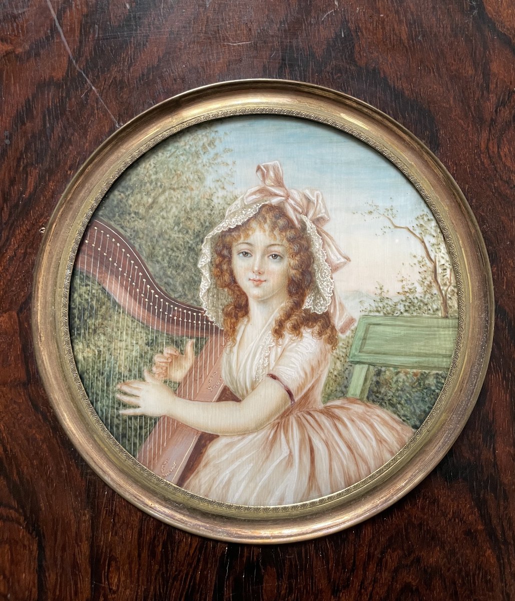 Jeune harpiste, grande peinture miniature-photo-1