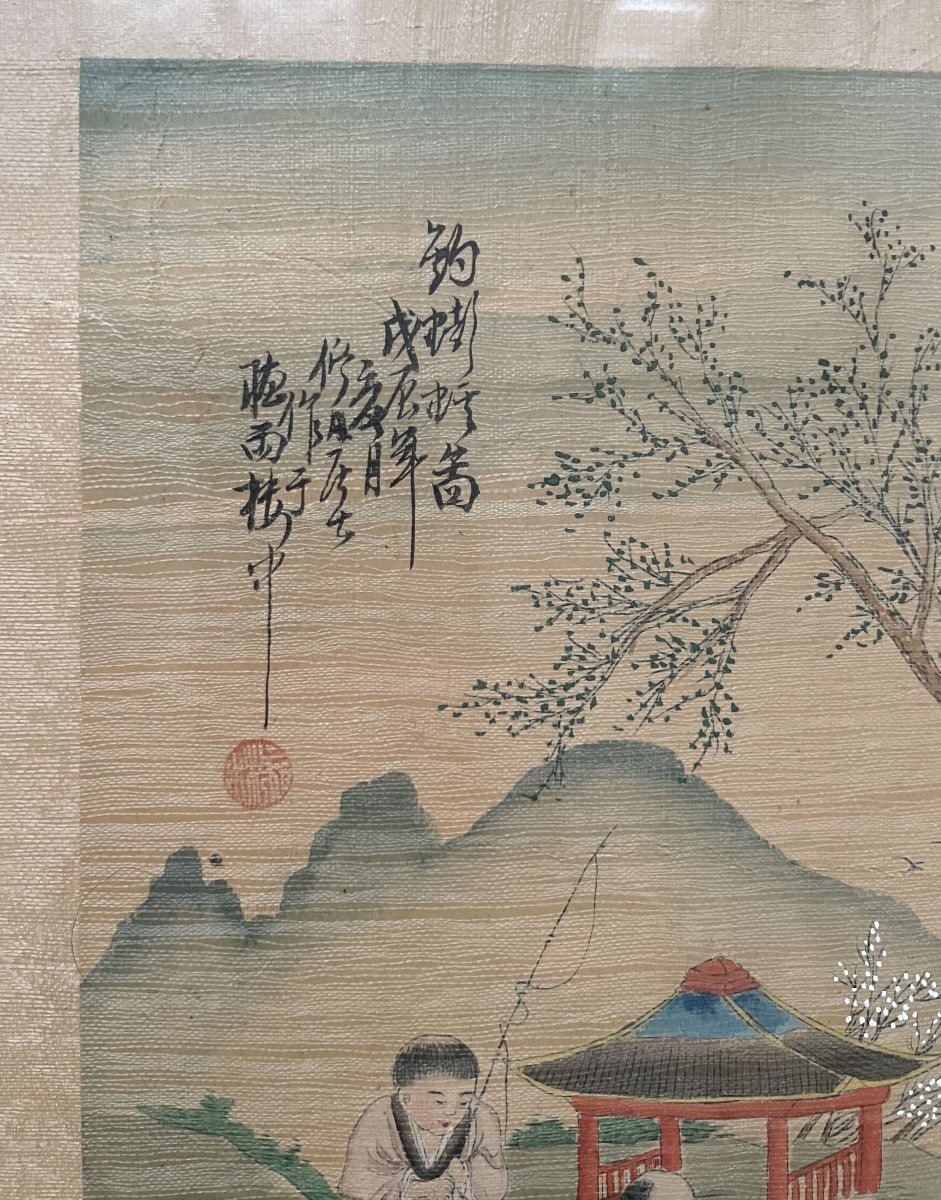Deux aquarelles sur soie, Chine-photo-2