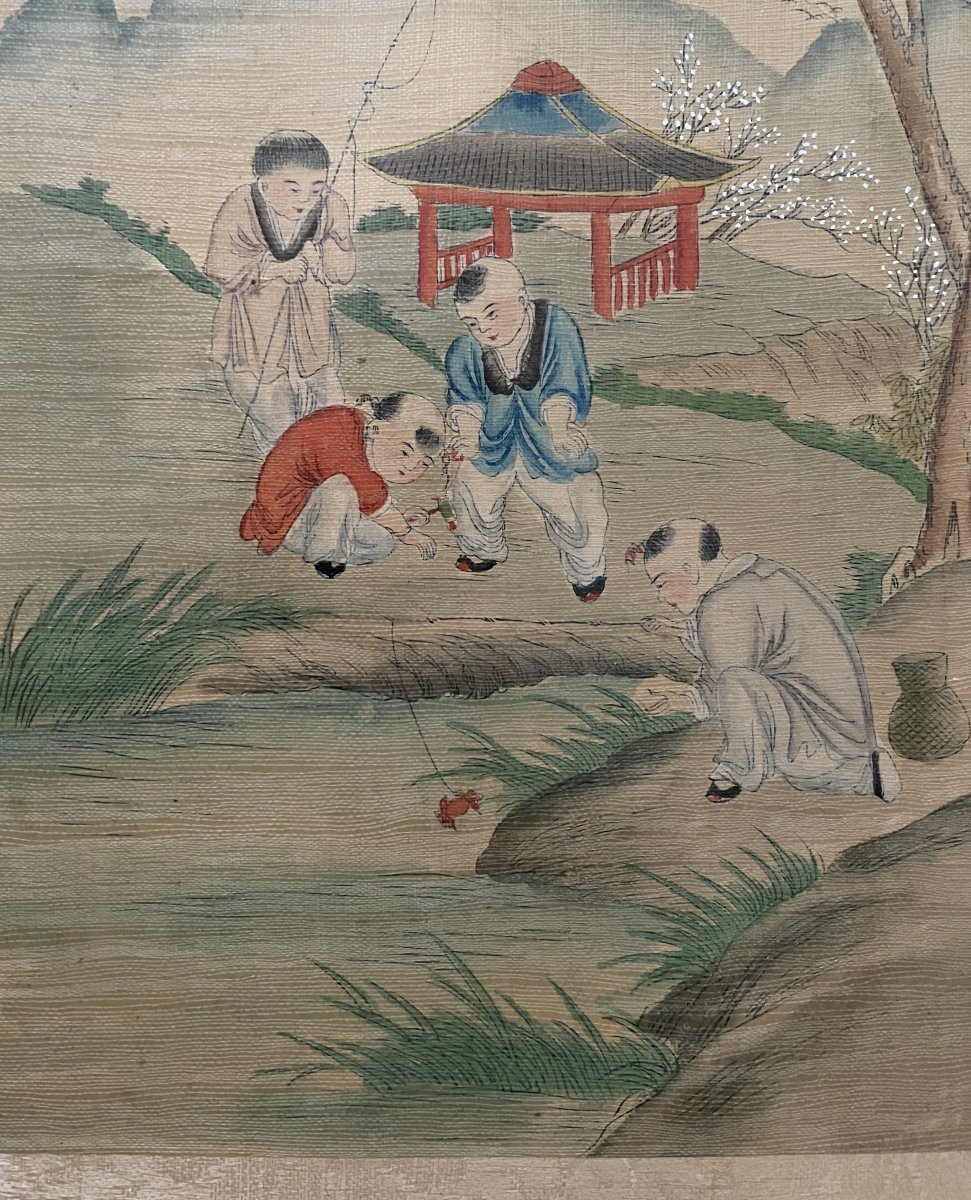 Deux aquarelles sur soie, Chine-photo-3