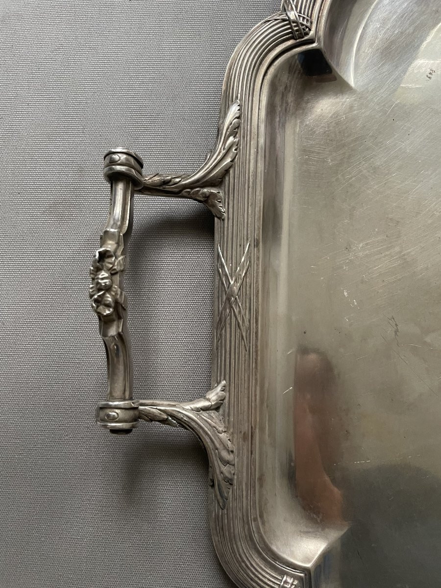 Touron, Paris, Large Silver-plated Metal Tray-photo-2