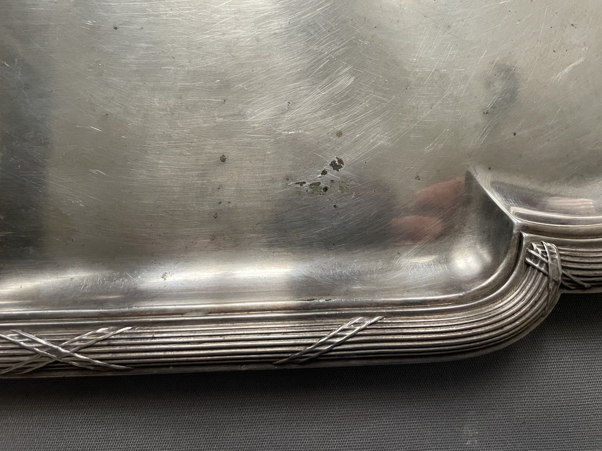 Touron, Paris, Large Silver-plated Metal Tray-photo-4