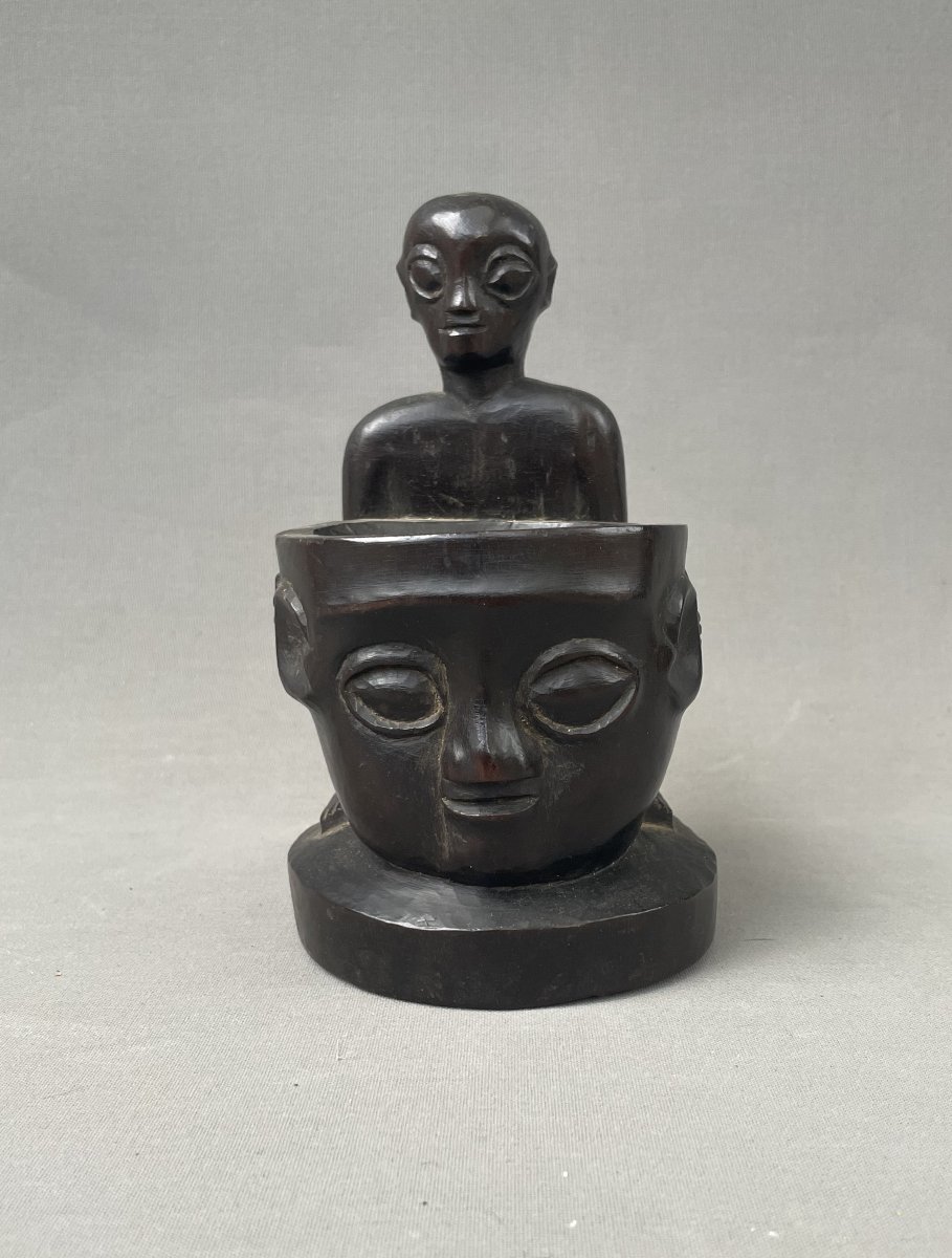 Statuette porteuse de coupe, Afrique?-photo-2