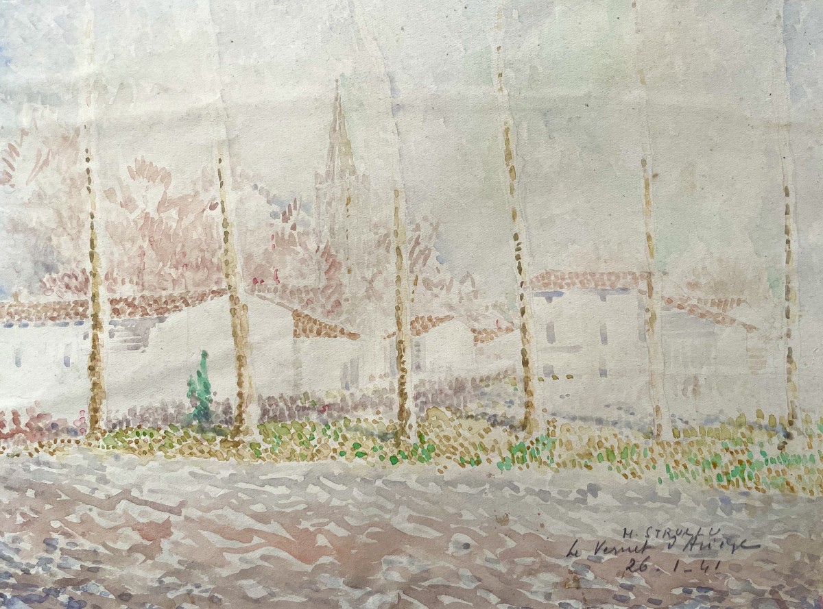 Le Vernet d'Ariège, Watercolor, Signature To Be Identified
