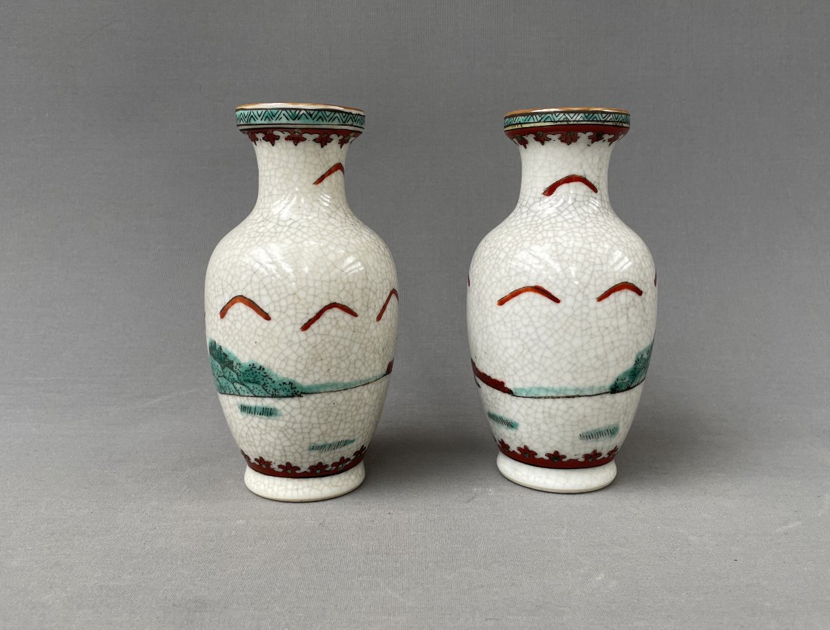 Chine, paire de petites vase en porcelaine craquelée-photo-4