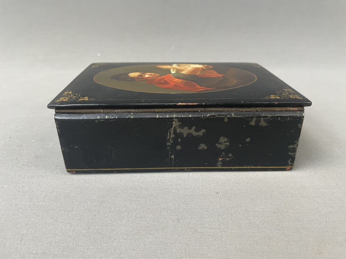 Box, Painted Lid, Young Woman Embroidering-photo-1