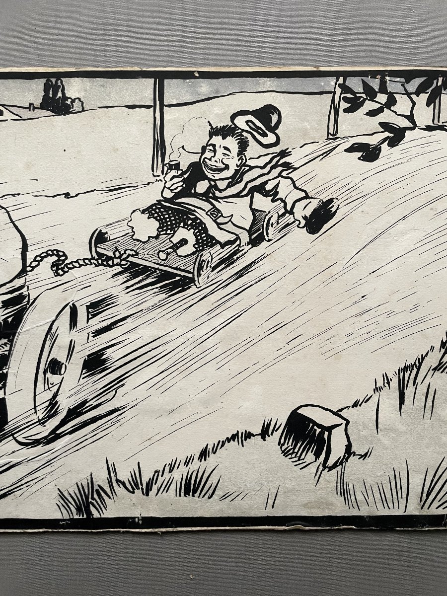 Car Rally, Humorous Print, Artist To Identify-photo-1