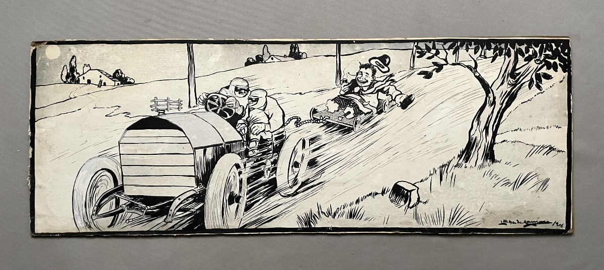 Car Rally, Humorous Print, Artist To Identify
