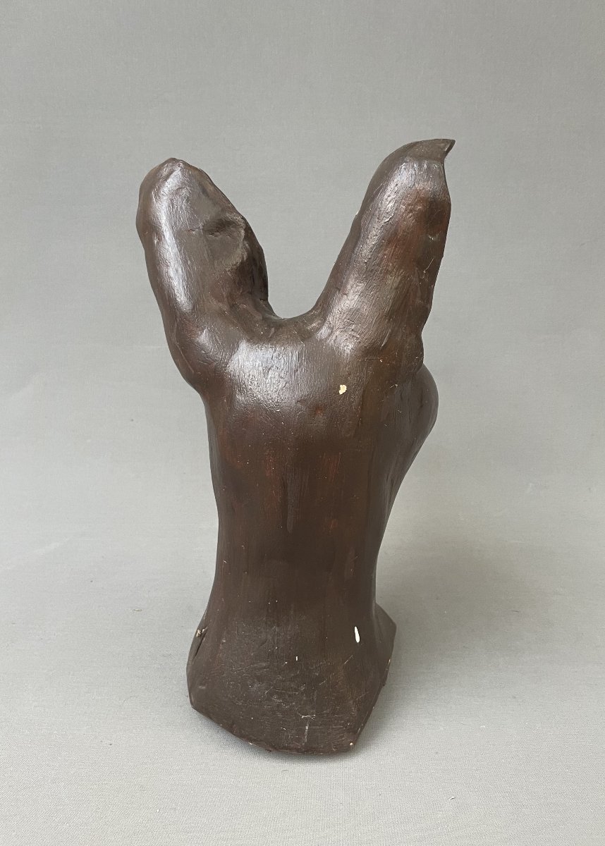 Animal Head, Terracotta Sculpture Signed Ayala?-photo-1