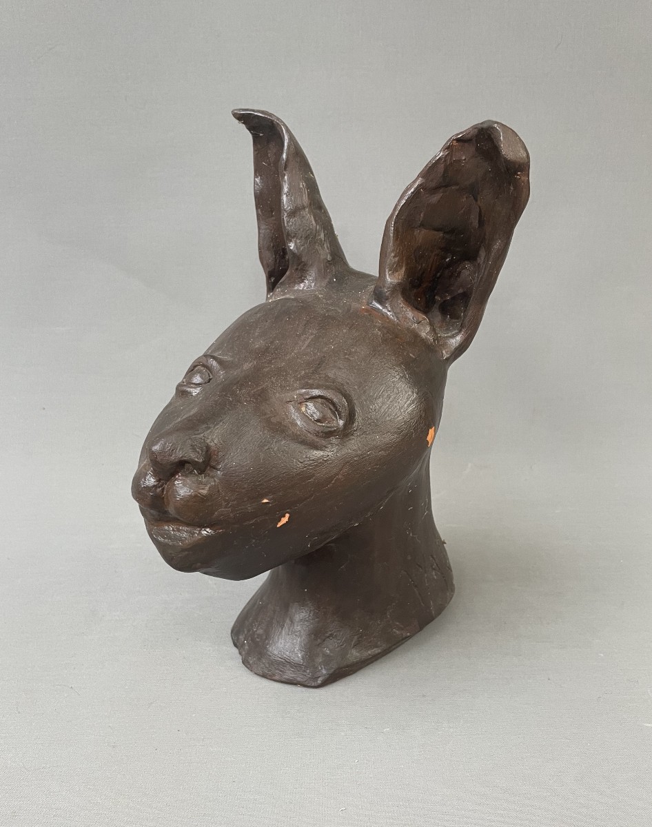Animal Head, Terracotta Sculpture Signed Ayala?