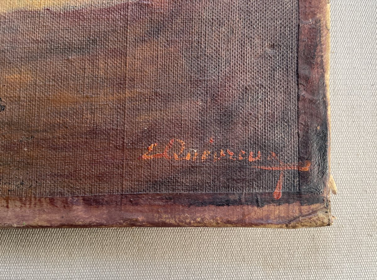African Village, Oil On Canvas, Signature To Be Identified-photo-3