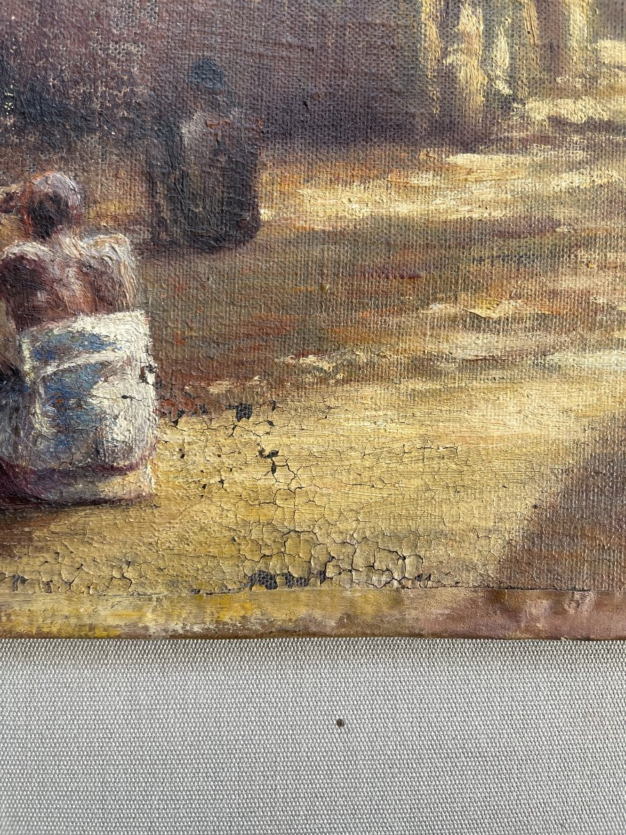 African Village, Oil On Canvas, Signature To Be Identified-photo-5