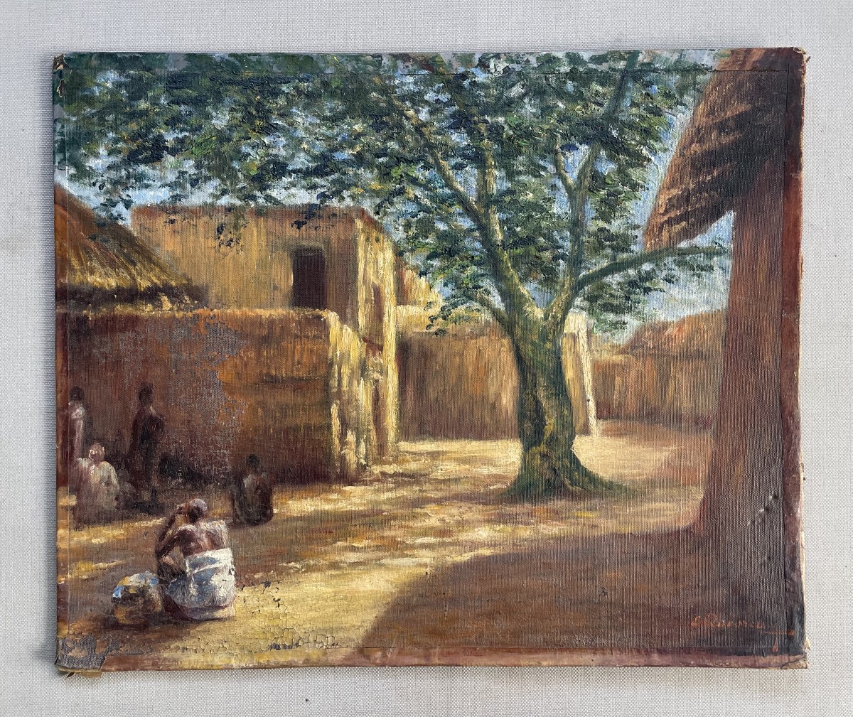 African Village, Oil On Canvas, Signature To Be Identified