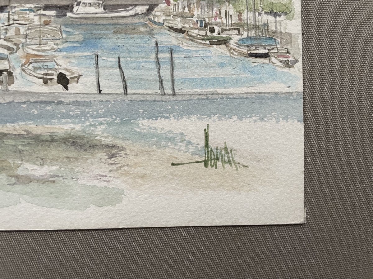 Arcachon Bay, Andernos Oyster Port, Watercolor By Gilles T. Thomas-photo-2