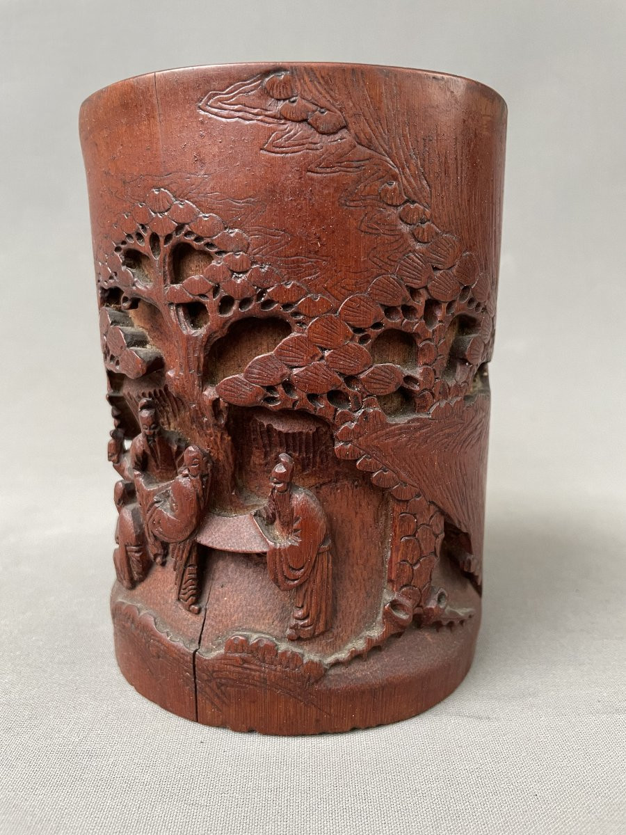 Bamboo Brush Holder, China, Late 19th Century-photo-2