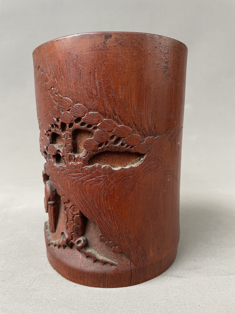 Bamboo Brush Holder, China, Late 19th Century-photo-3