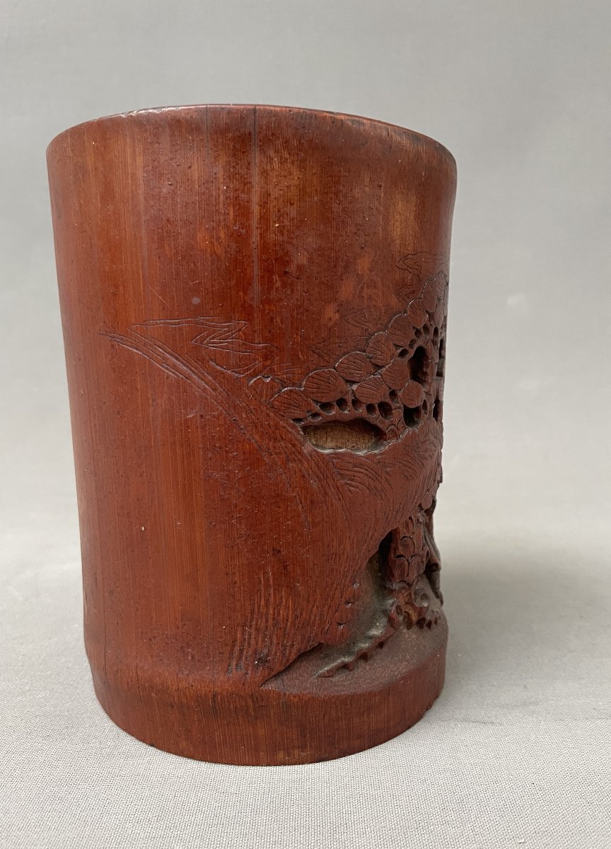 Bamboo Brush Holder, China, Late 19th Century-photo-4