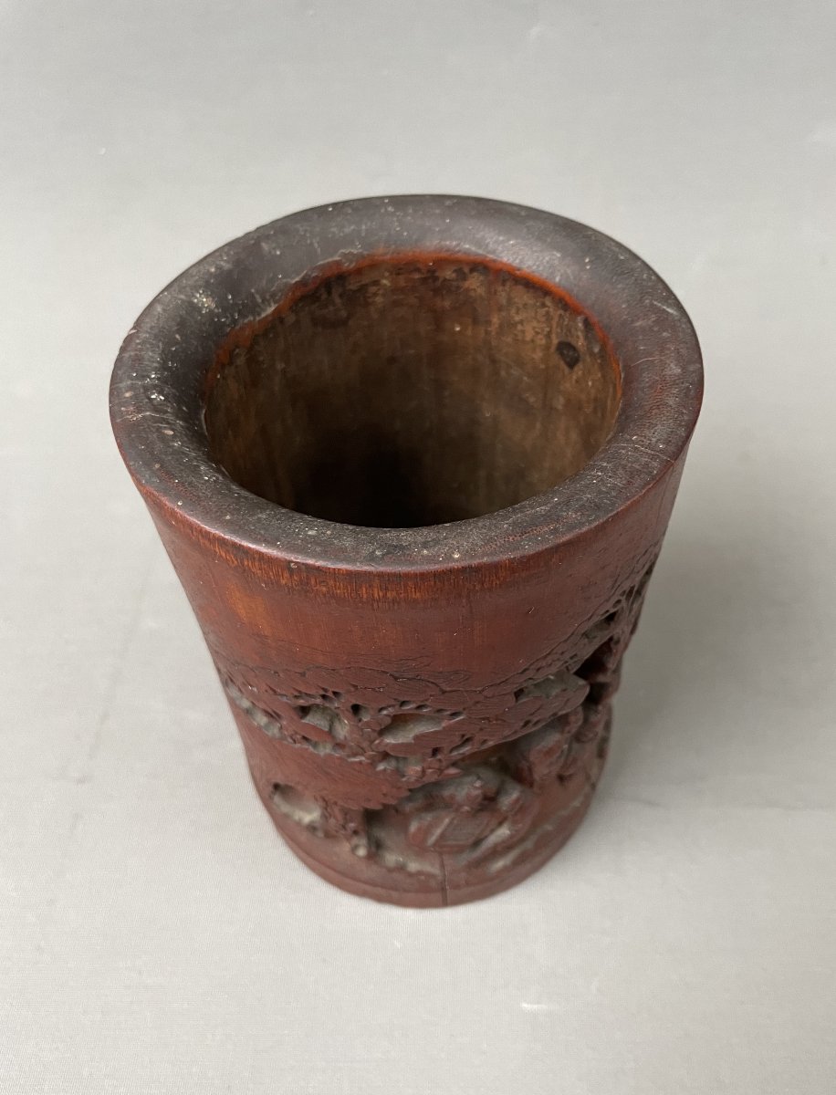 Bamboo Brush Holder, China, Late 19th Century-photo-2