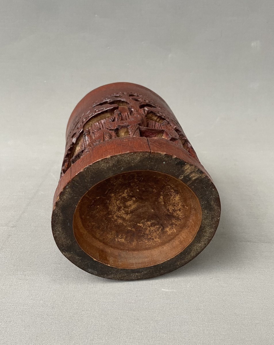 Bamboo Brush Holder, China, Late 19th Century-photo-3