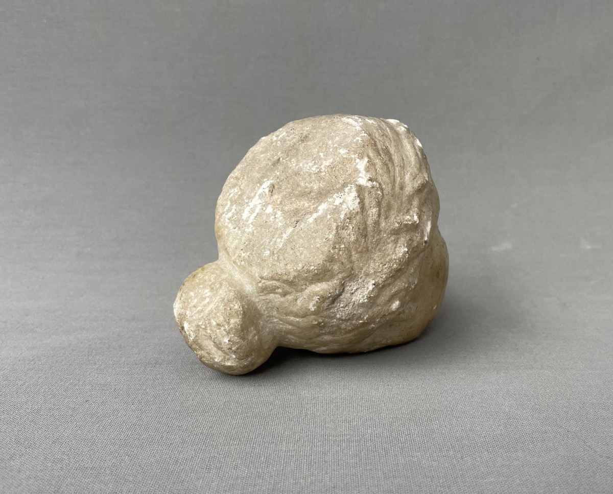 Tête en marbre ou albâtre, Epoque romaine-photo-2