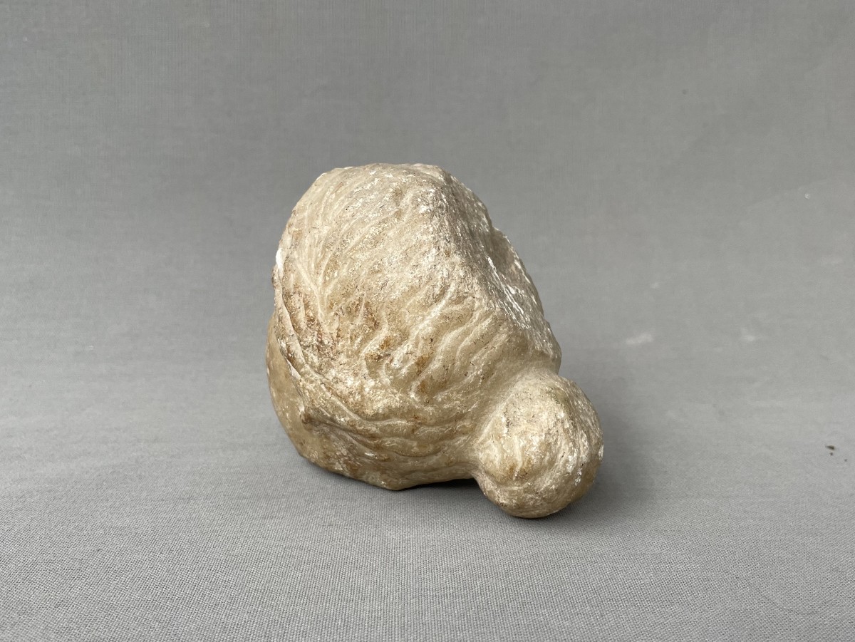 Tête en marbre ou albâtre, Epoque romaine-photo-3