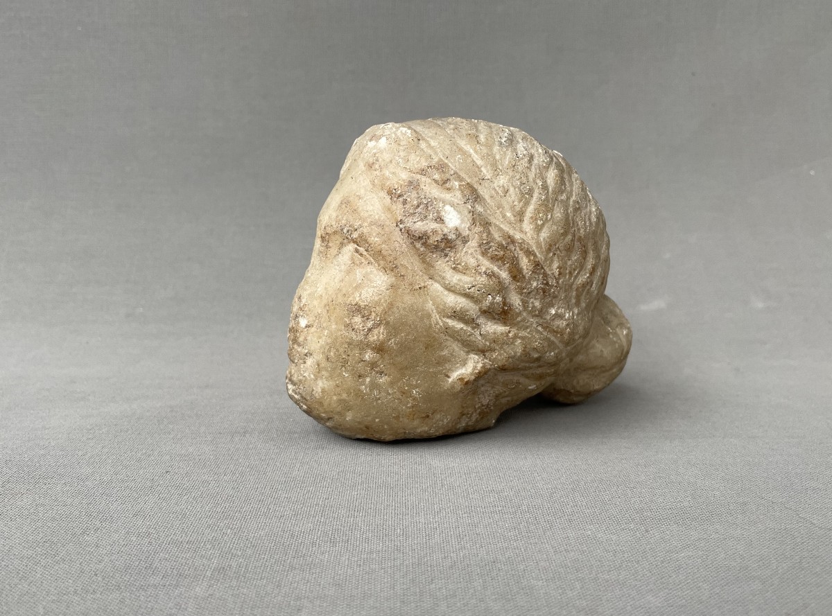 Tête en marbre ou albâtre, Epoque romaine-photo-4