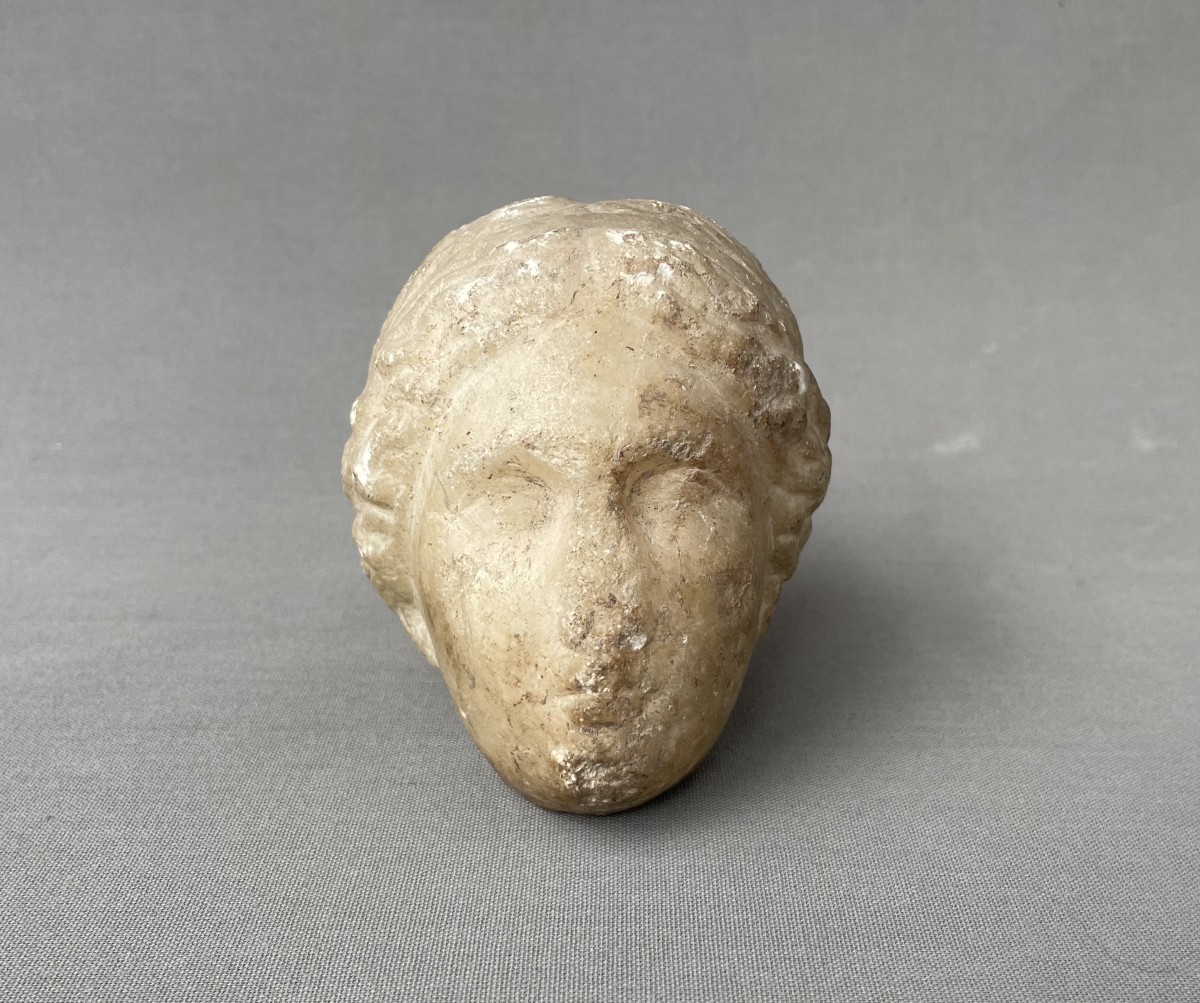 Tête en marbre ou albâtre, Epoque romaine-photo-2