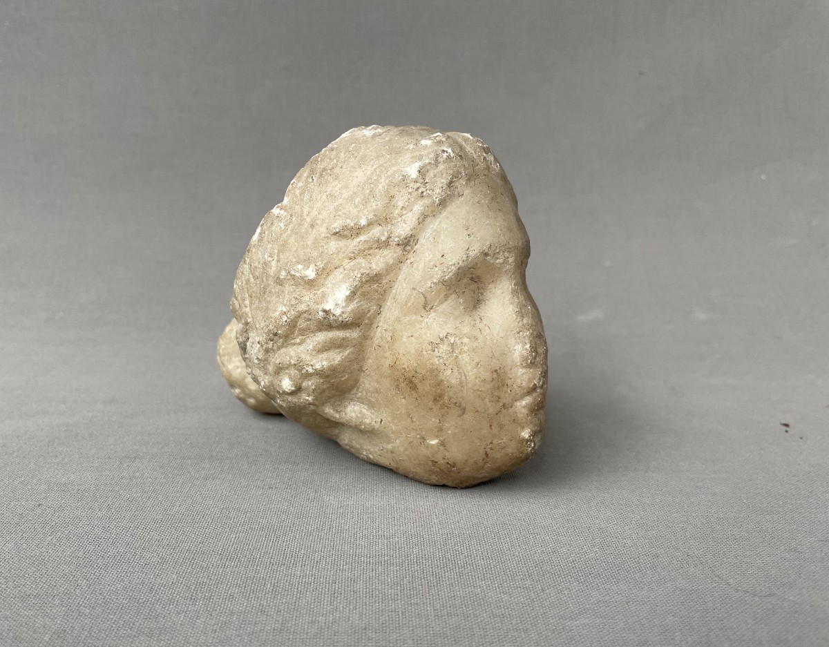 Tête en marbre ou albâtre, Epoque romaine-photo-3