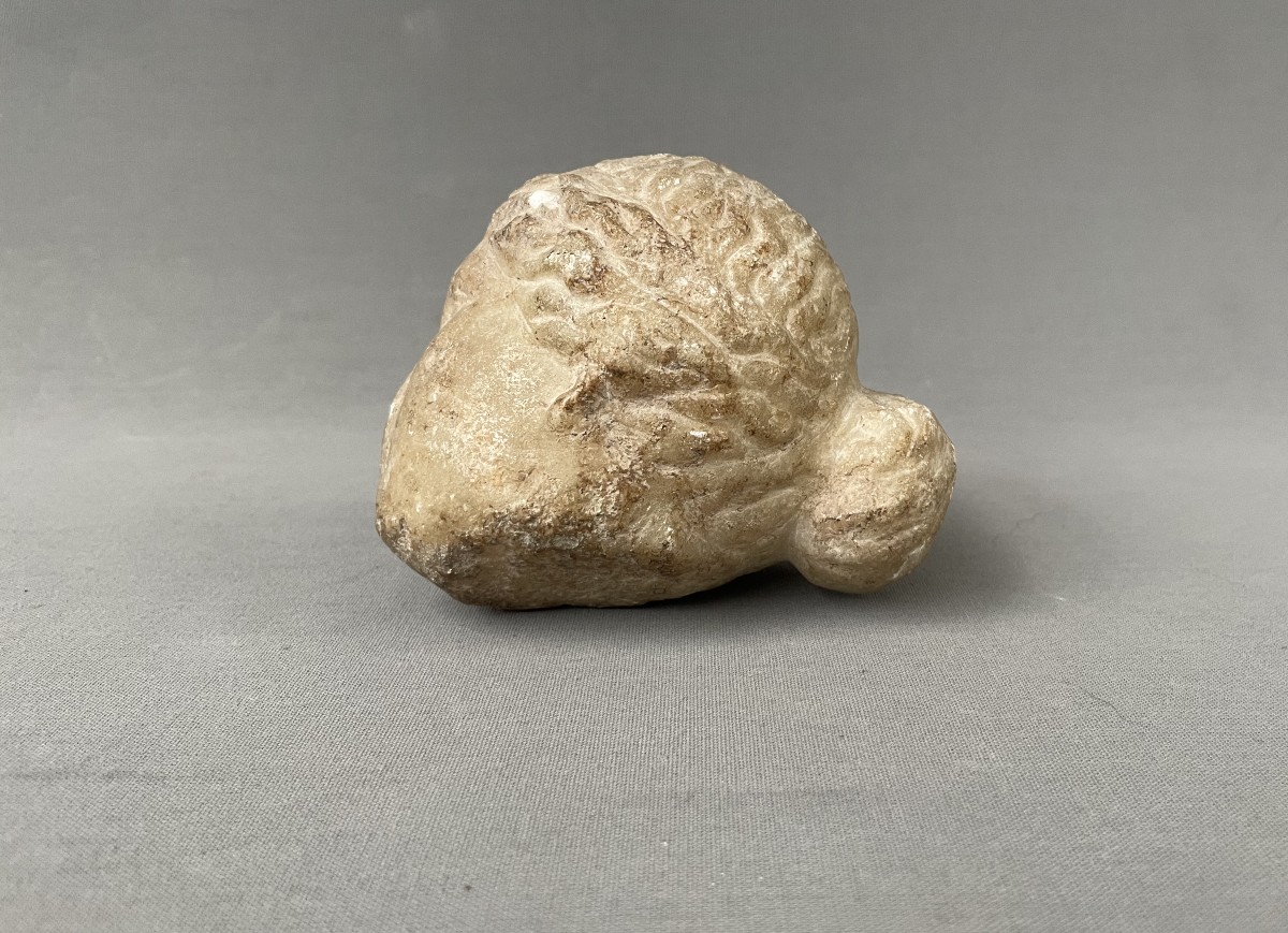 Tête en marbre ou albâtre, Epoque romaine-photo-4